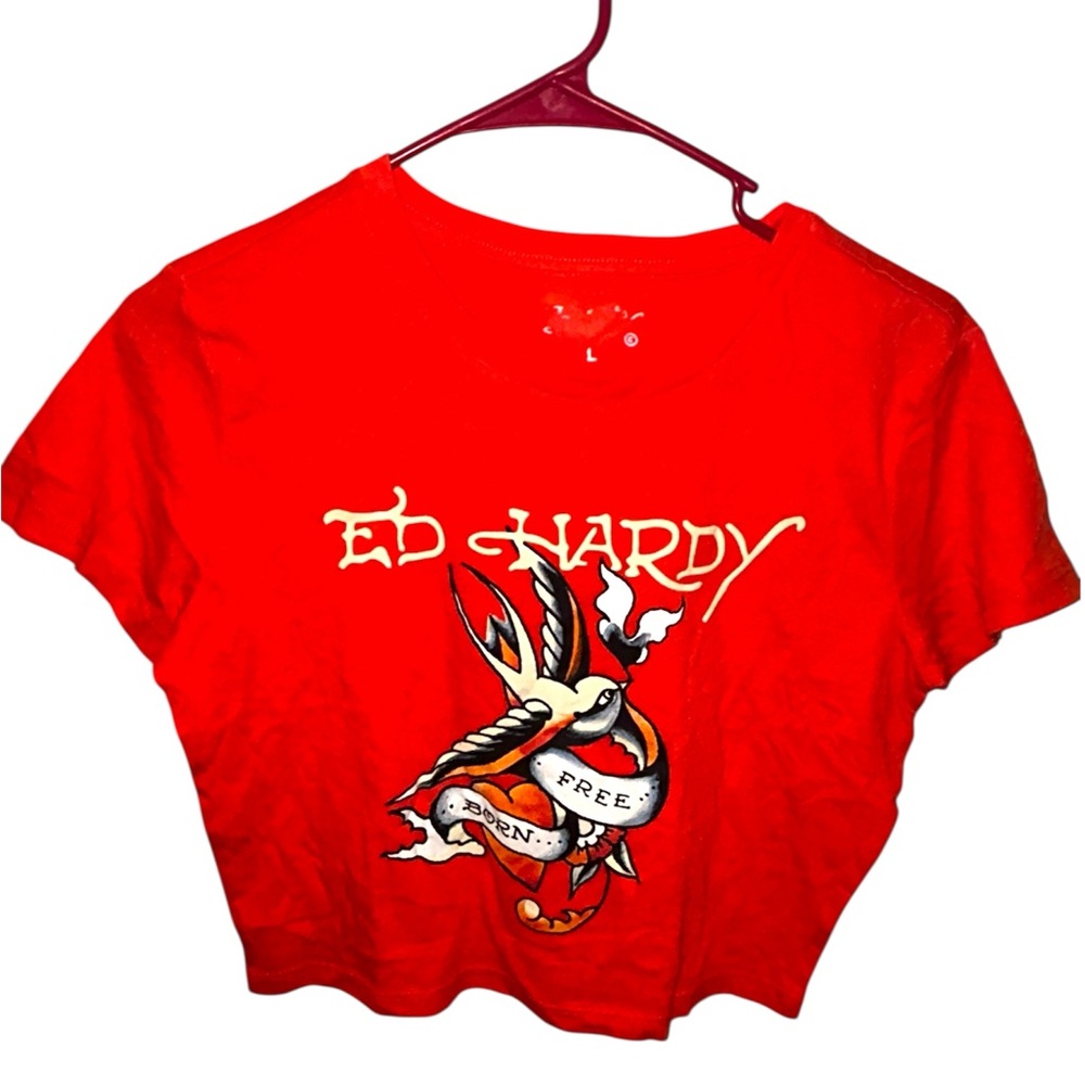 Ed Hardy Red Crop Top PEACH ORANGE COLOR